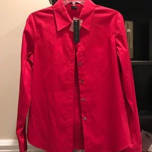Theory Medium Red Button Down Shirt